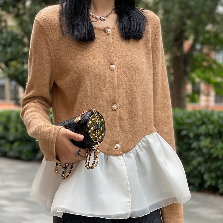 Round-Neck Button-Front Cardigan