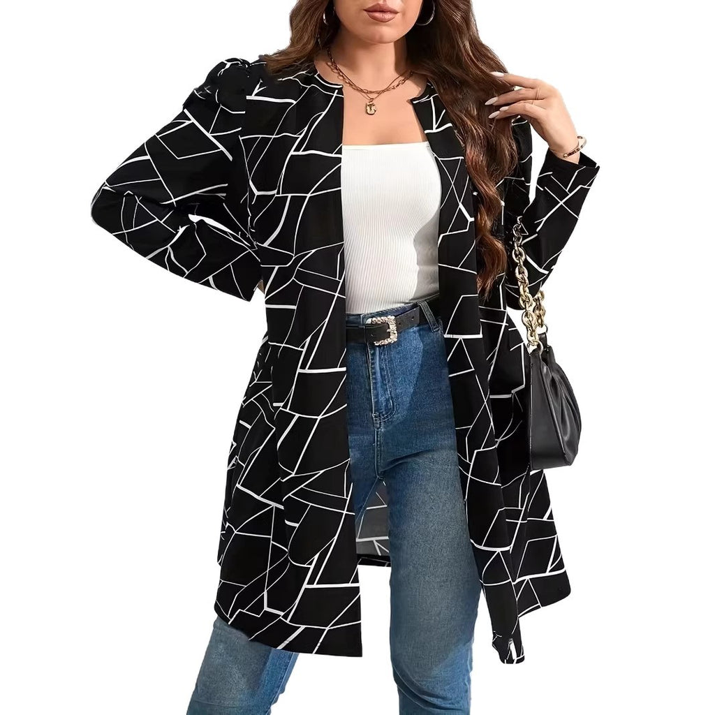 Women's Plus Size Printed Loose-Fit Cardigan