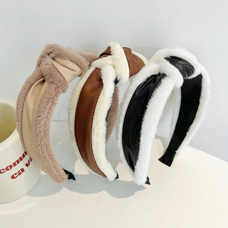 Fur-Trim Leather Headbands