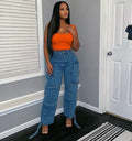 Women's Plus Size Multi-Pocket Cargo Jeans