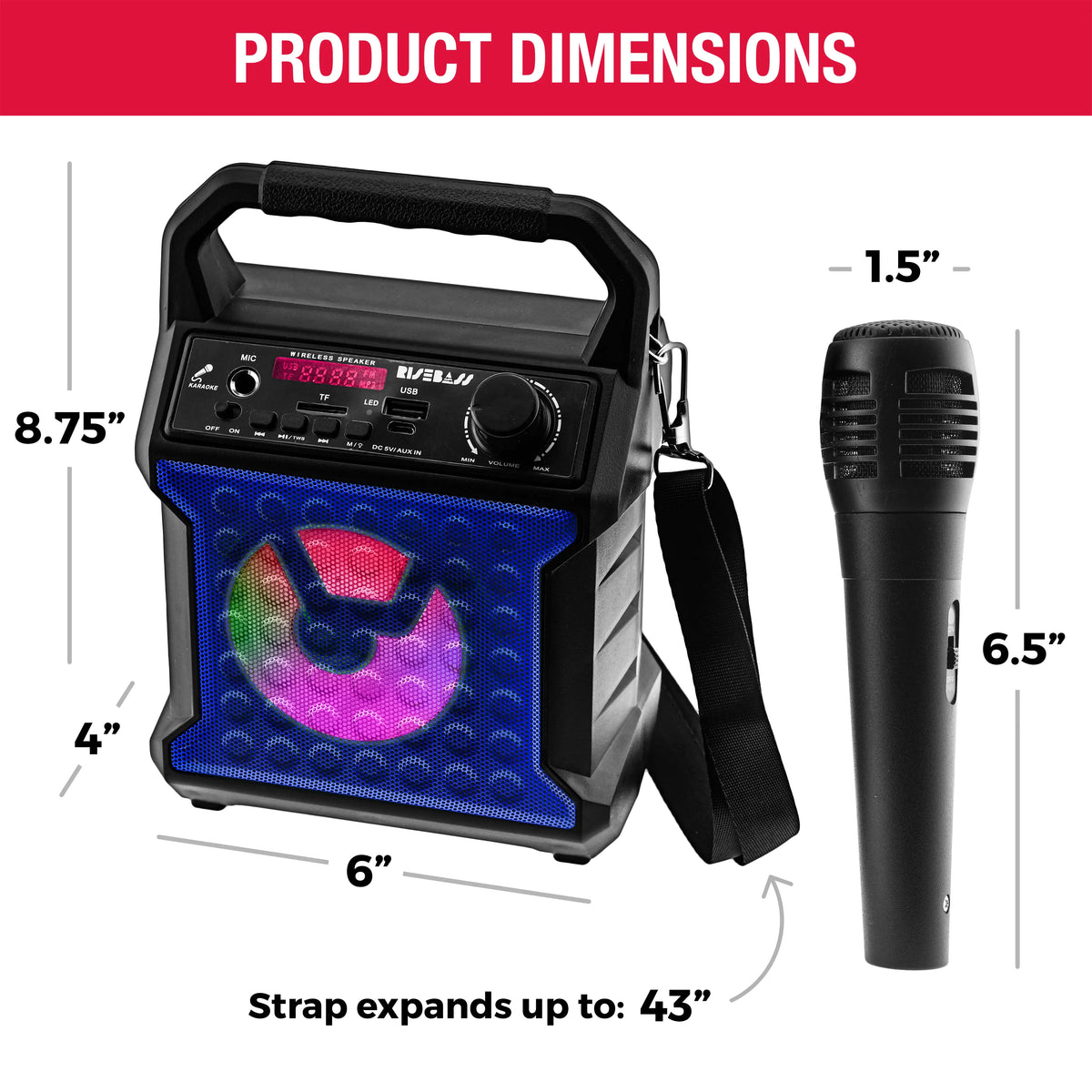 Risebass Rechargeable Bluetooth Karaoke Speaker & Microphone