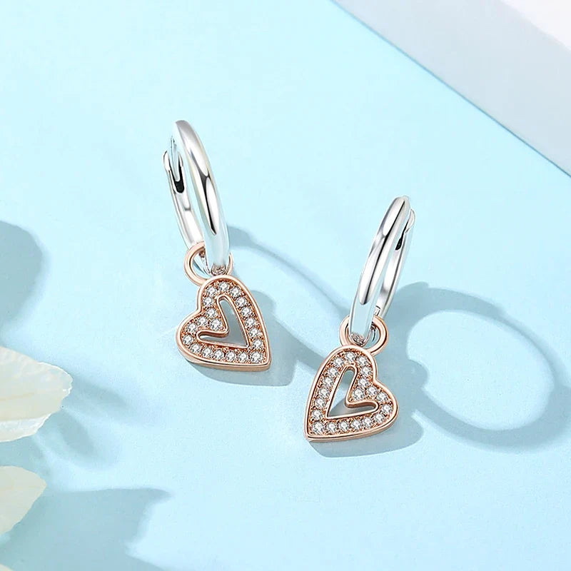925 Sterling Silver Crown, Heart & Bee Earrings
