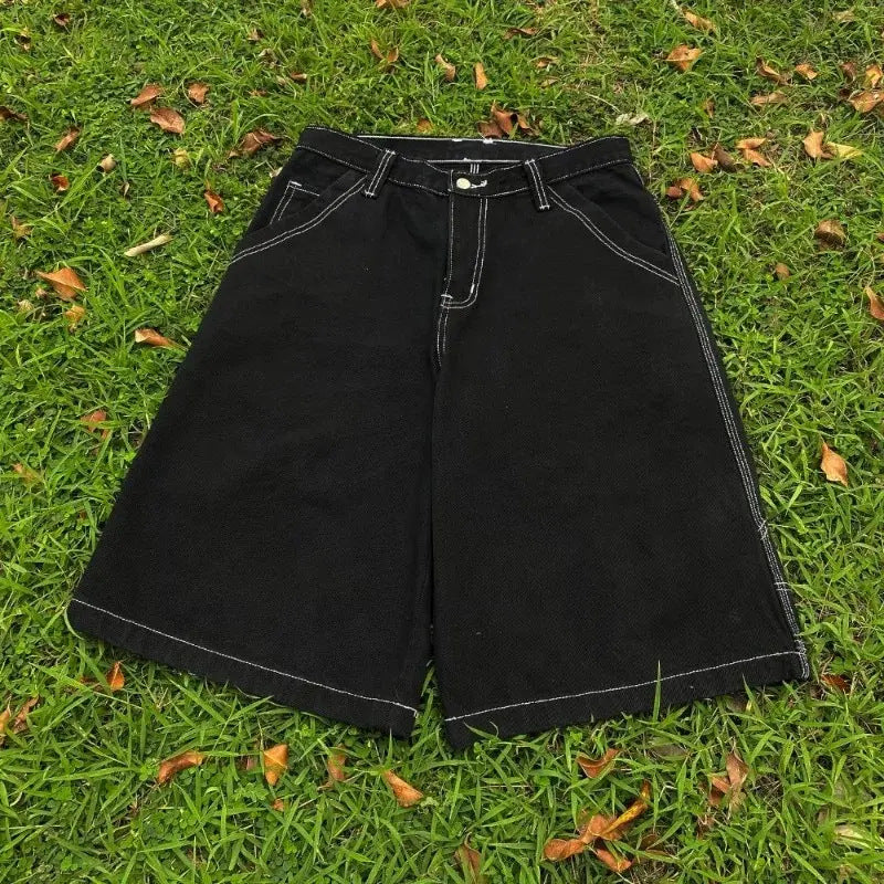 Streetwear Embroidered Denim Shorts