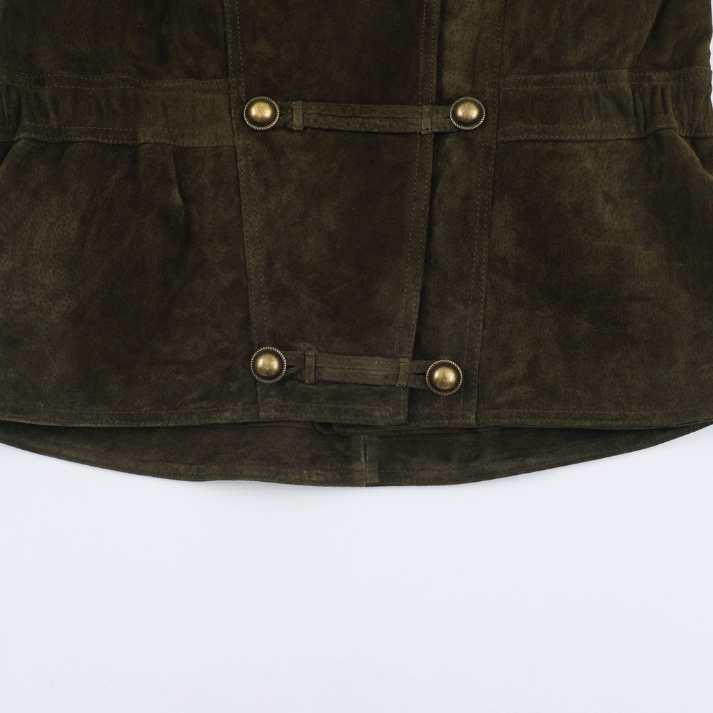 Olive Green Rope-Tie Collar Jacket