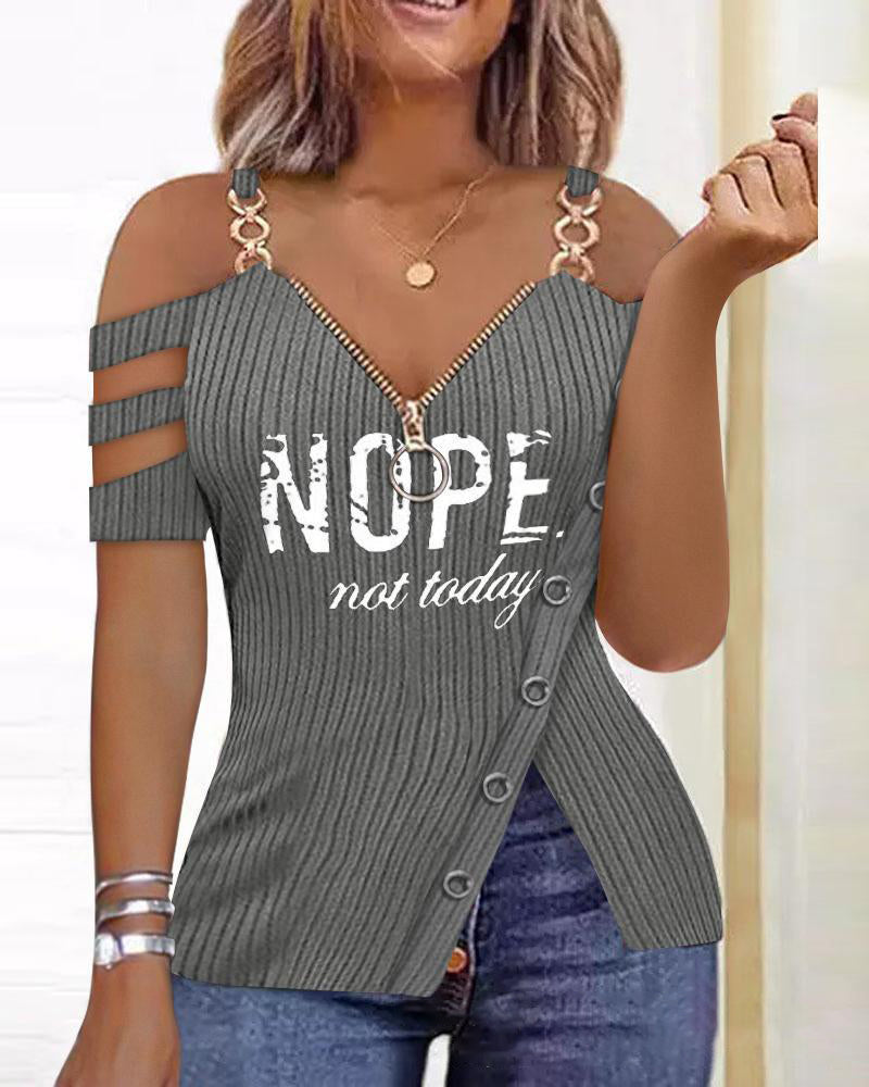 Anchor-Print Zip-Detail Long-Sleeve Top
