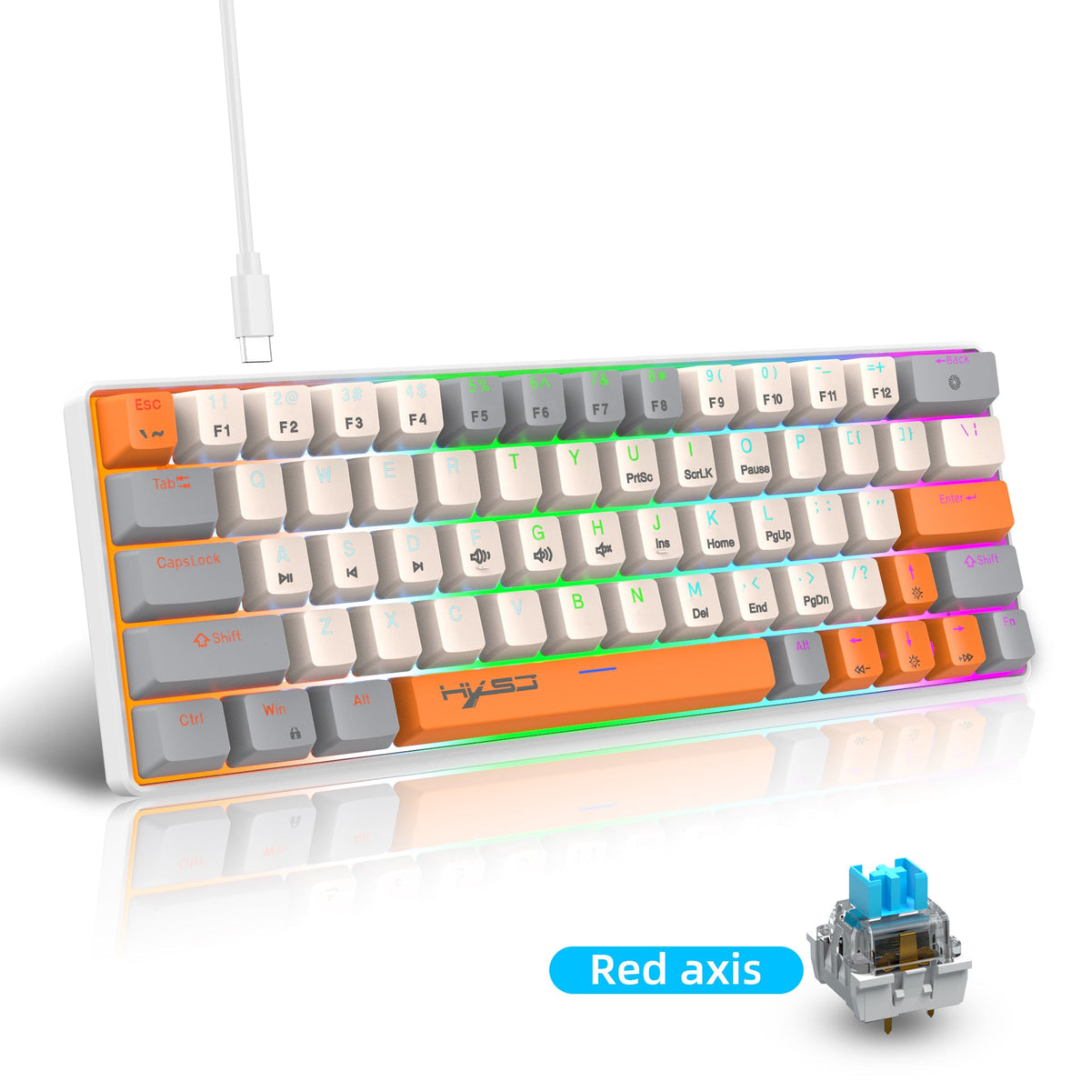63-Key Compact RGB Wired Mechanical Gaming Keyboard