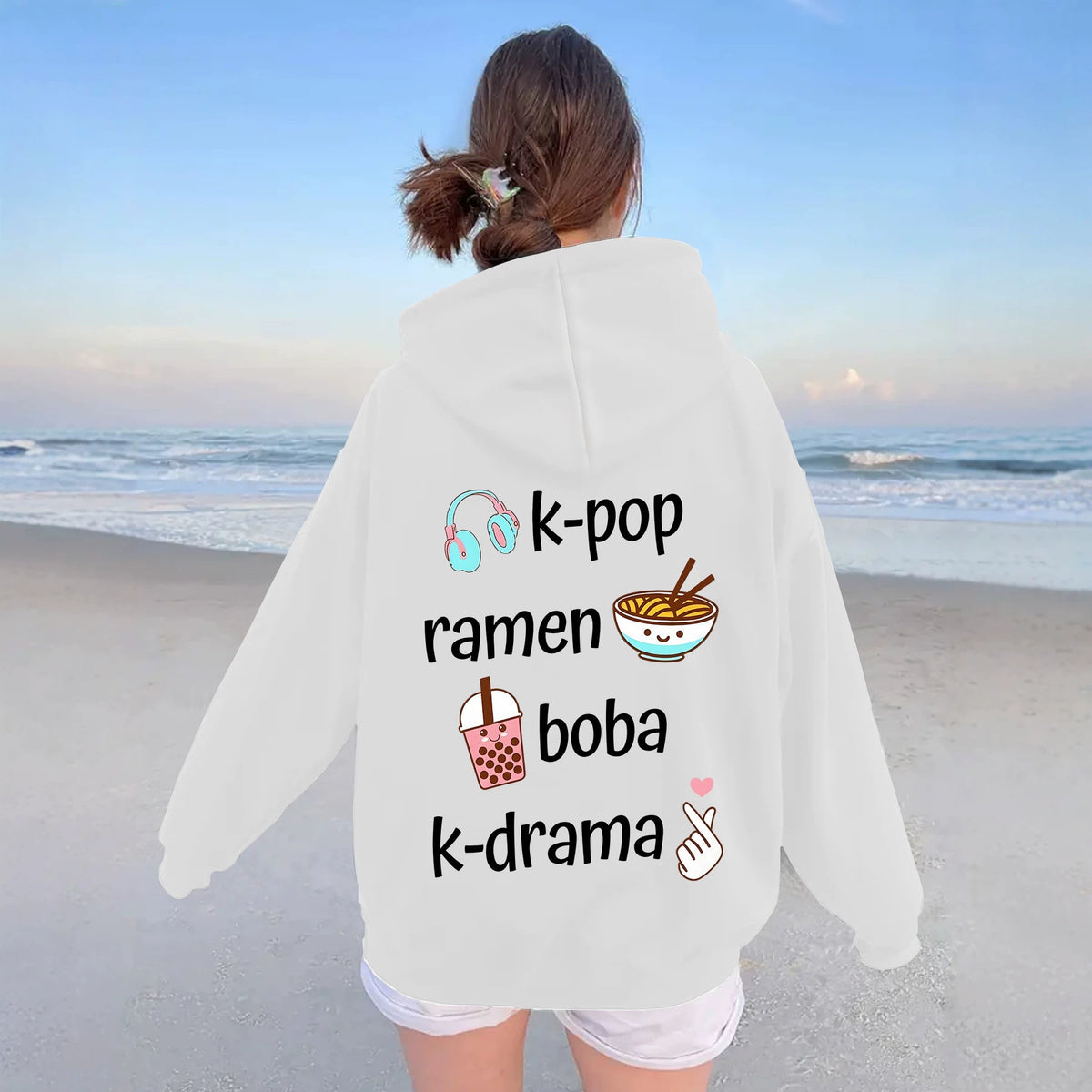 Printed and flannel hoodie for women