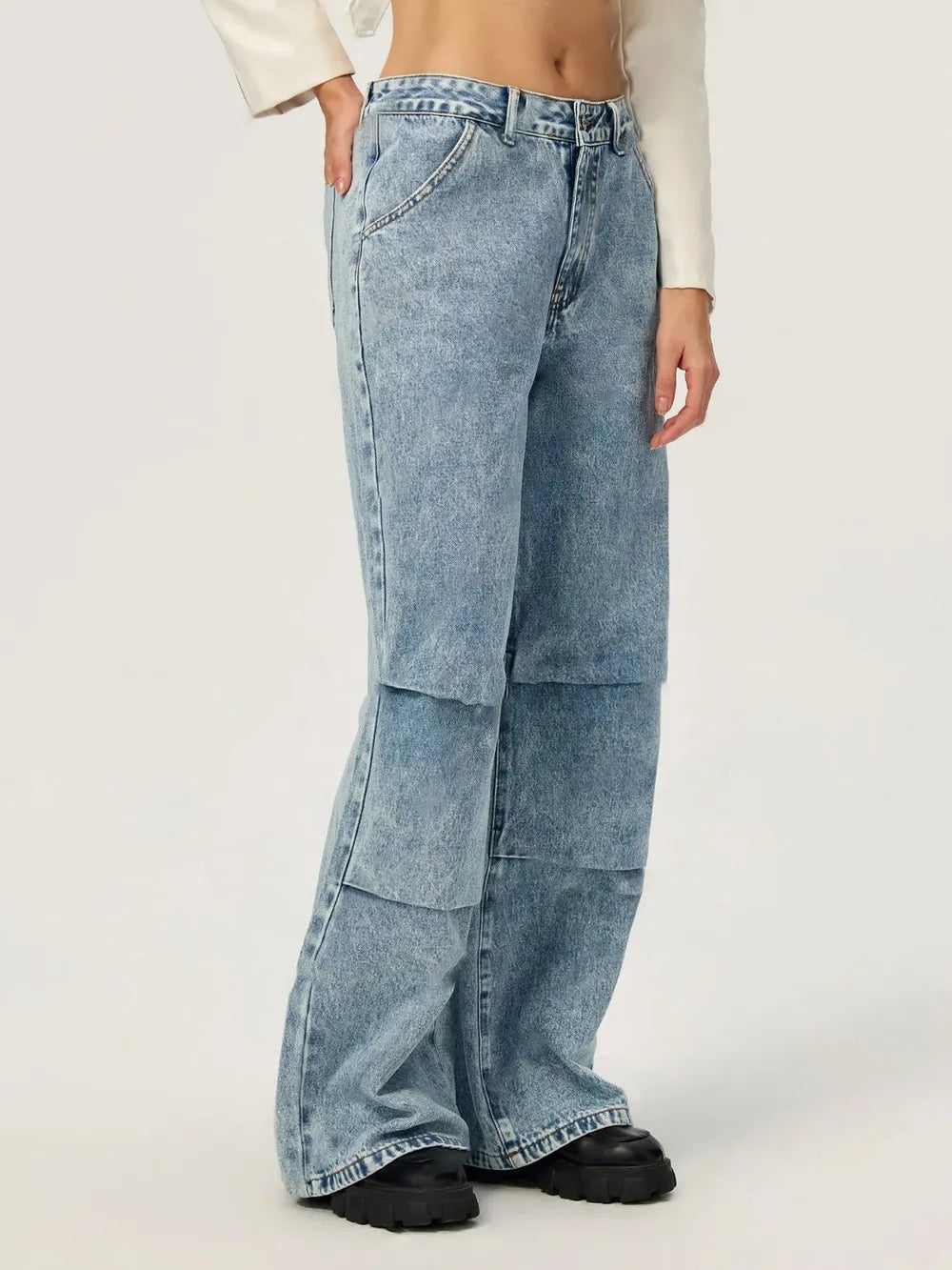 Wide-Leg Cotton-Blend Jeans