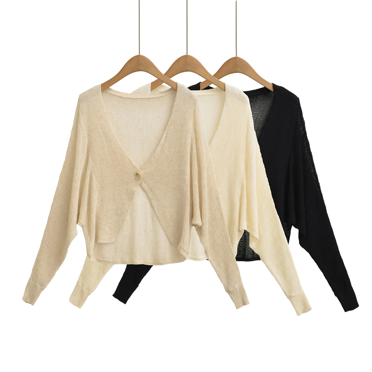 Single-Button V-Neck Cardigan