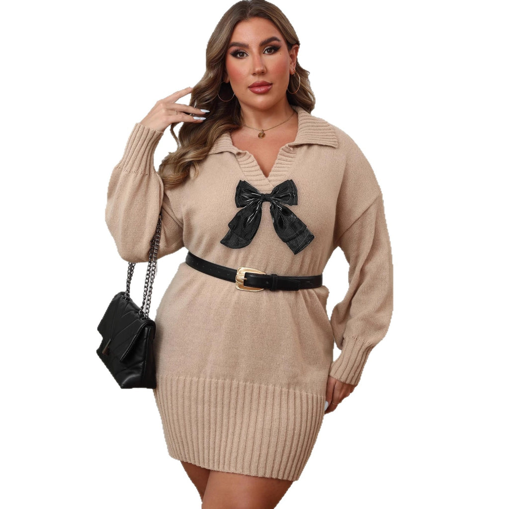 Women's Plus Size Polo-Neck Knit Dress