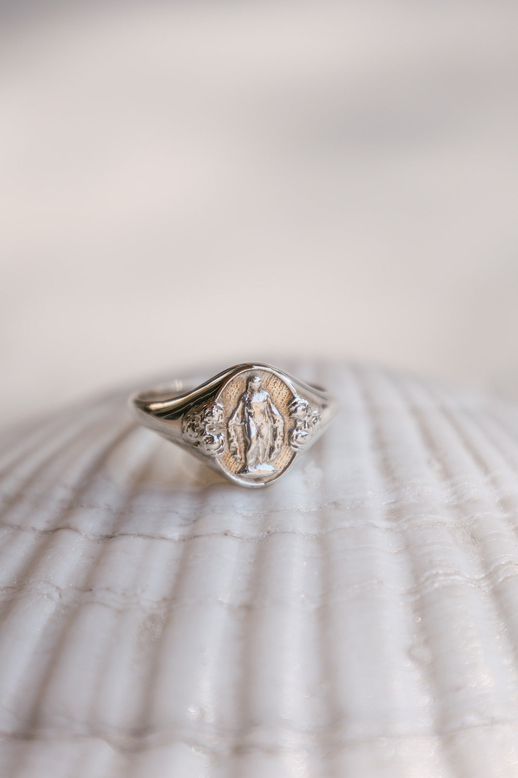 925 Sterling Silver Miraculous Medal Signet Ring