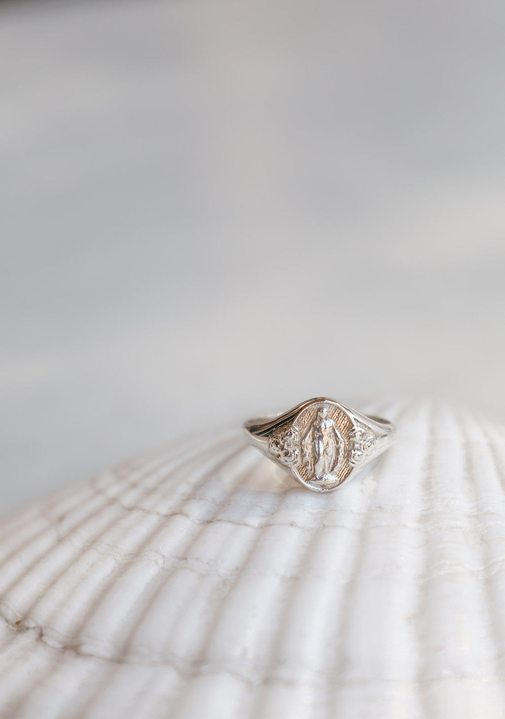 925 Sterling Silver Miraculous Medal Signet Ring