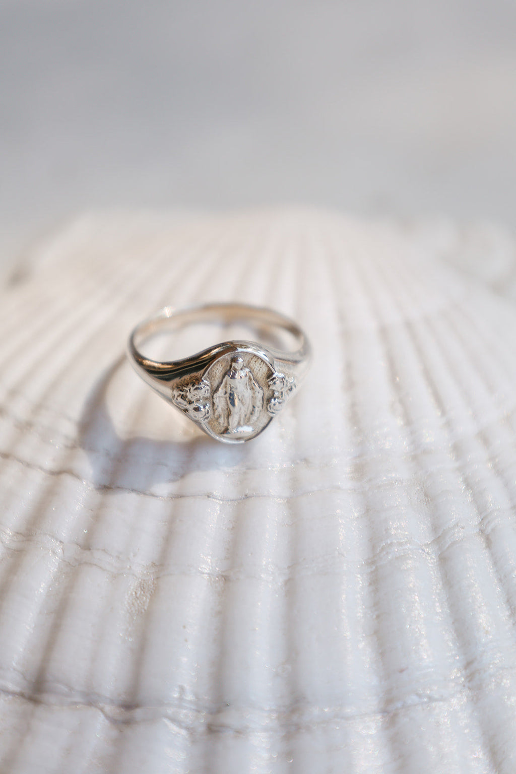 925 Sterling Silver Miraculous Medal Signet Ring