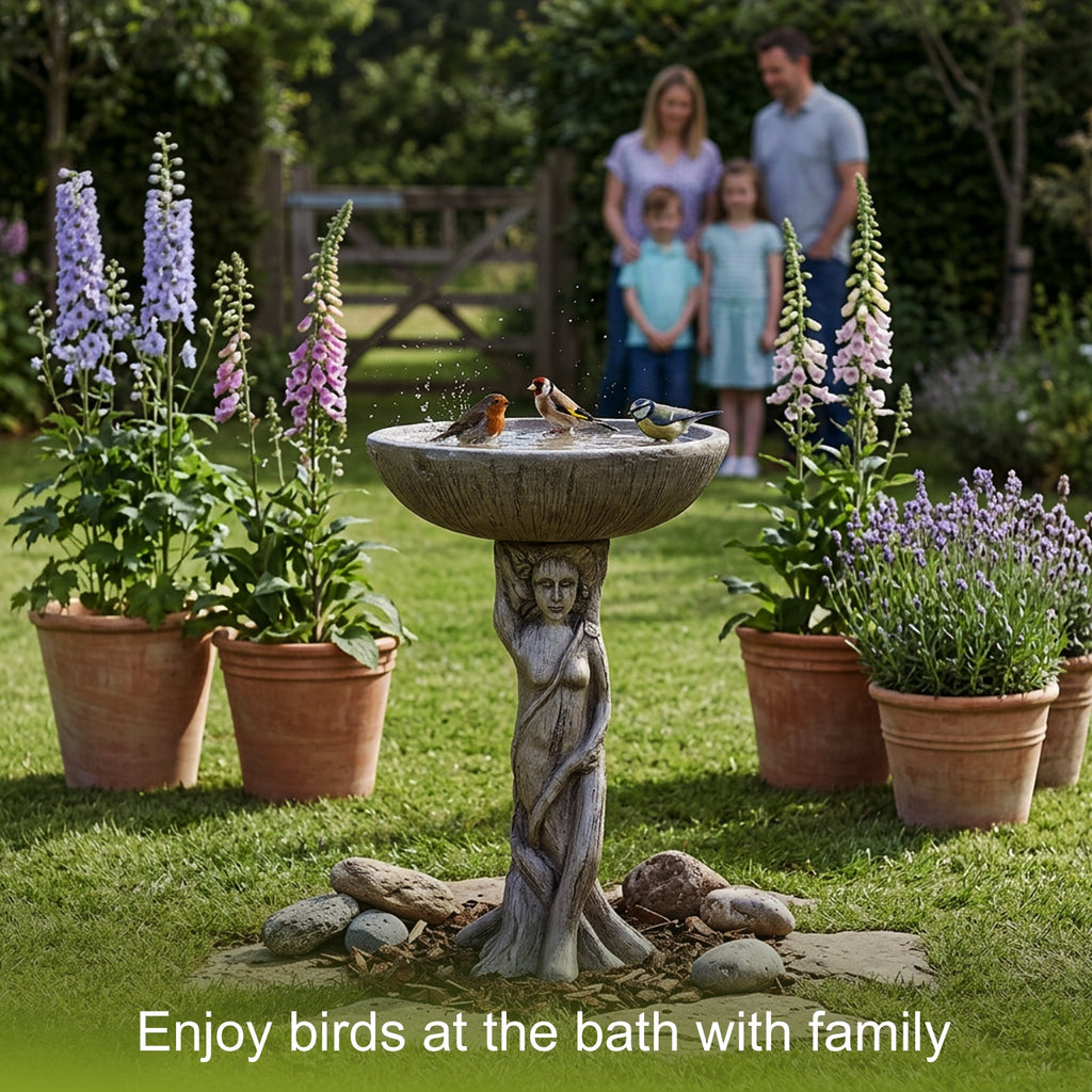 Concrete Bird Bath Statue Classical Goddess 25 Inch