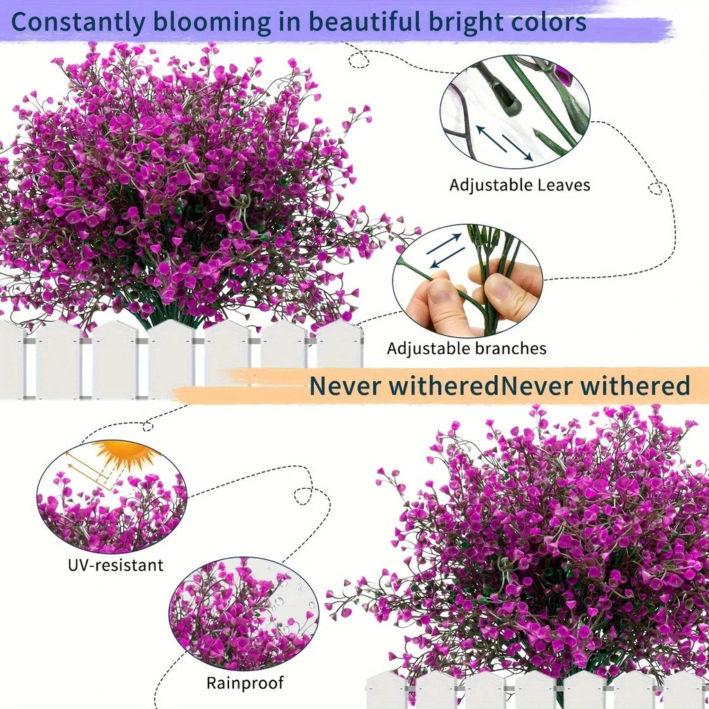 UV-Resistant Outdoor Artificial Flower Bunches – Set of 12