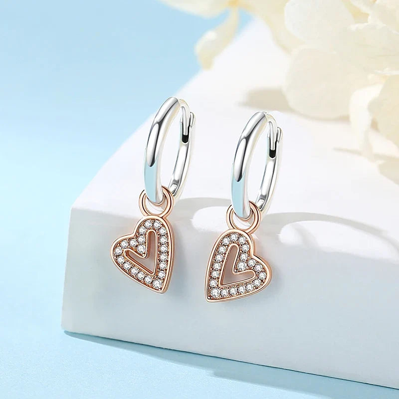 925 Sterling Silver Crown, Heart & Bee Earrings