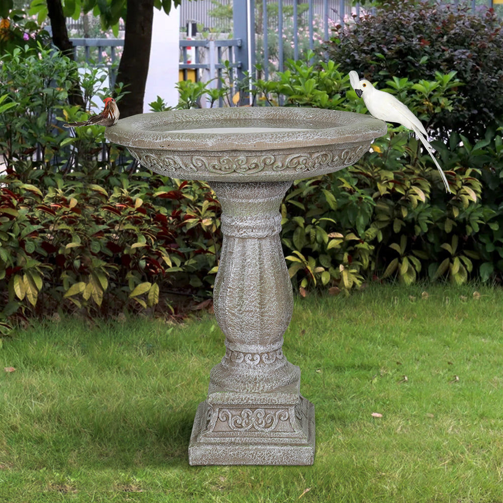 Concrete Antique Bird Bath Ornate Pedestal 23.8 Inch