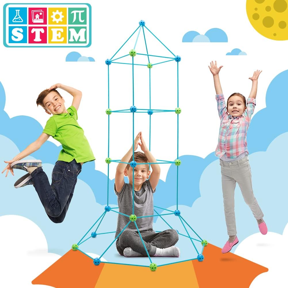 Kids' STEM Fort Building Kit with Rods & Connectors