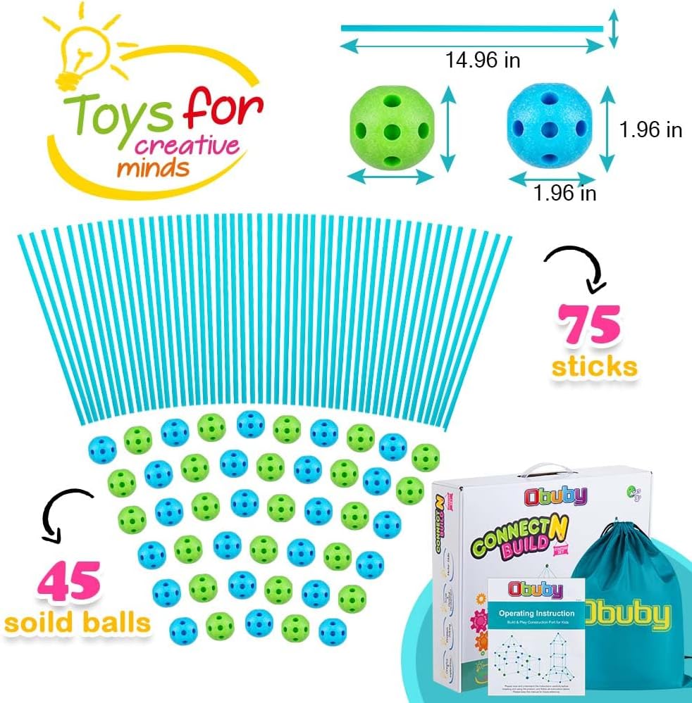 Kids' STEM Fort Building Kit with Rods & Connectors