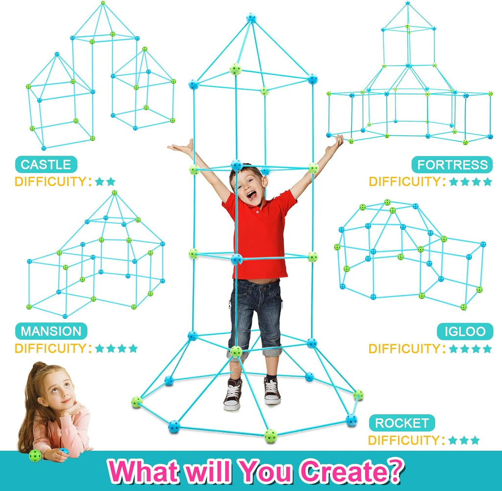 Kids' STEM Fort Building Kit with Rods & Connectors