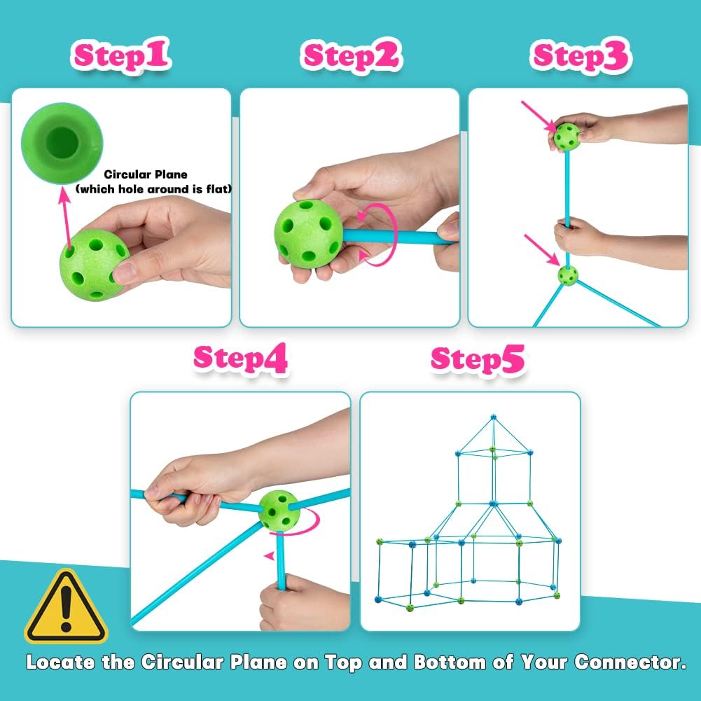 Kids' STEM Fort Building Kit with Rods & Connectors