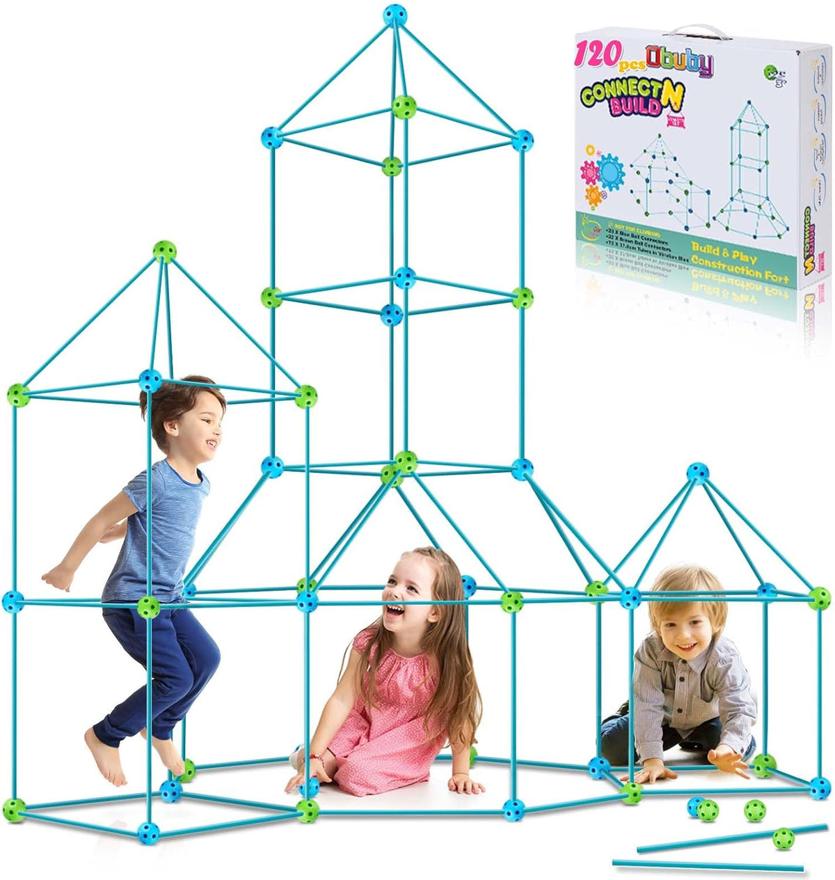 Kids' STEM Fort Building Kit with Rods & Connectors