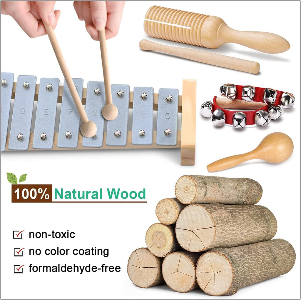 Little Music Makers Wooden Instrument Set with Storage Bag