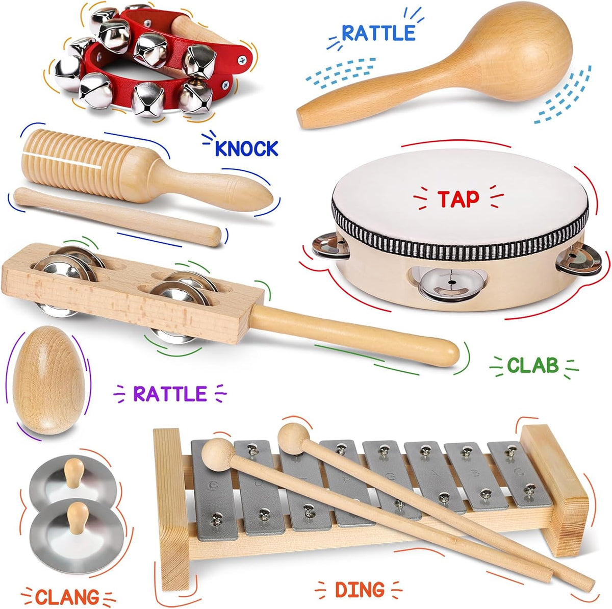 Little Music Makers Wooden Instrument Set with Storage Bag