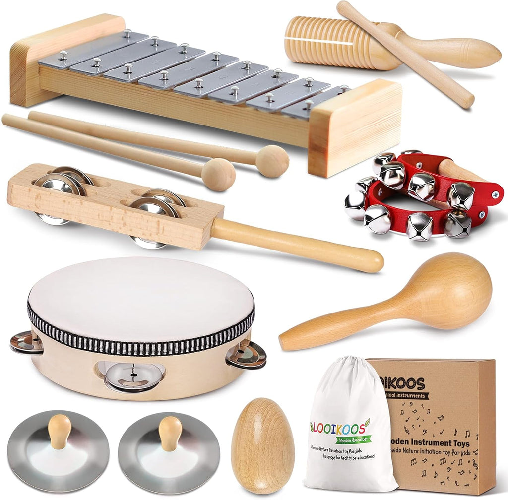 Little Music Makers Wooden Instrument Set with Storage Bag