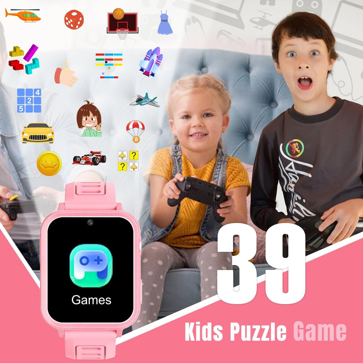 Kids' Smartwatch with Camera, Music & 39 Built-In Games