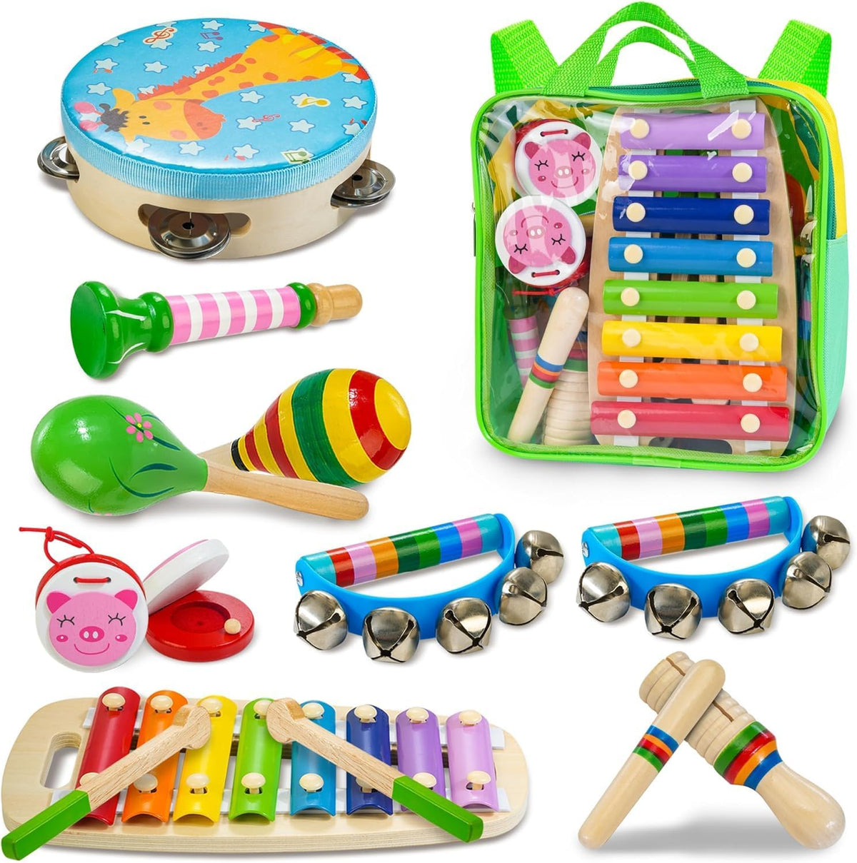 Little Music Makers Wooden Orchestra Instrument Set, 12 Pieces