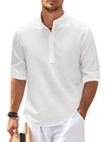 Men's Plus Size Half-Button Long-Sleeve Shirt