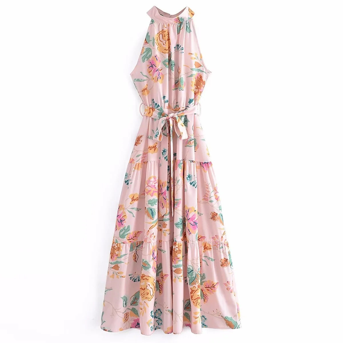 Floral-Print Halter-Neck Maxi Dress