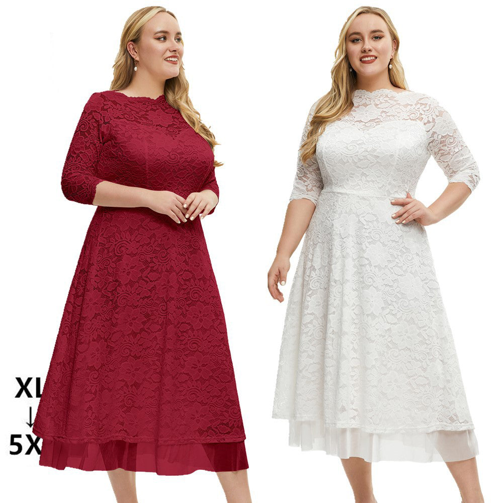 Women's Plus Size Lace Evening Dress