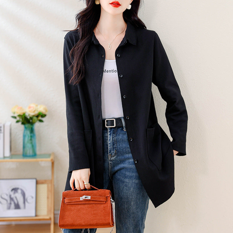 Women's Plus Size Mid-Length Shirt Jacket