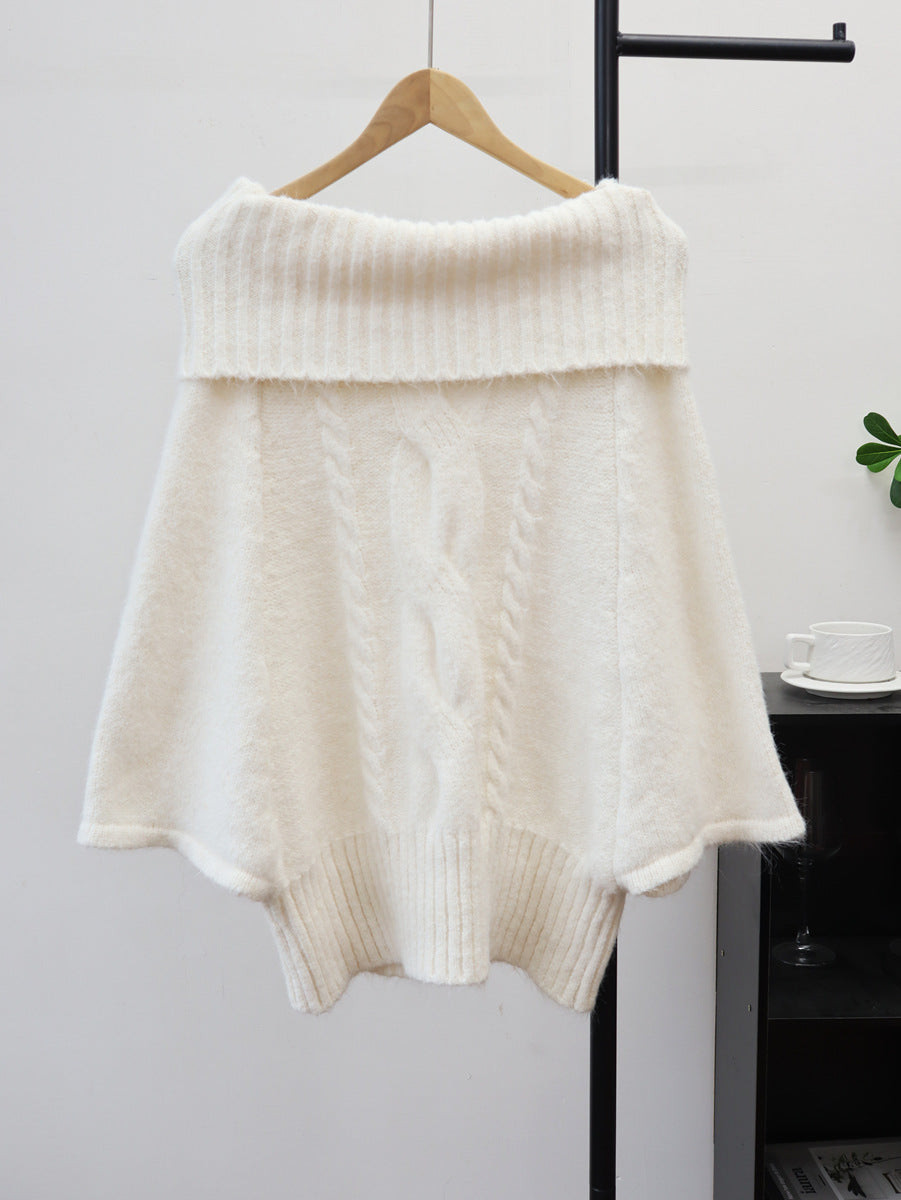 Cable-Knit Cape Sweater