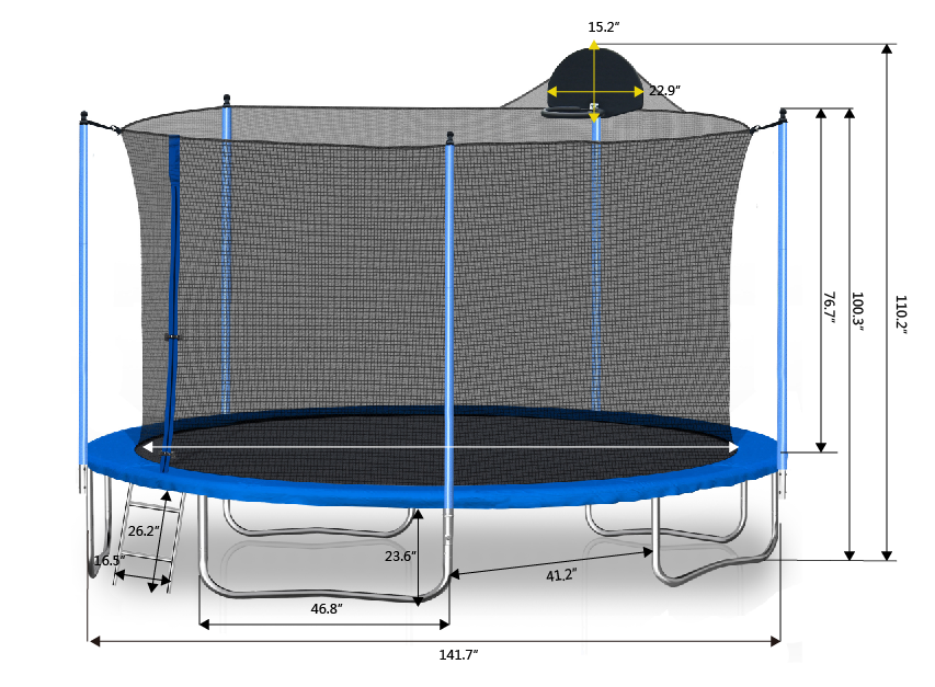 12-Foot Trampoline with Basketball Hoop, Ladder & Safety Enclosure