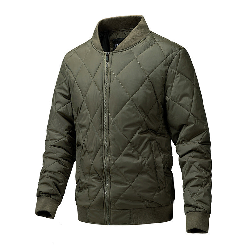 Men's Plus Size Diamond-Quilted Baseball-Collar Jacket