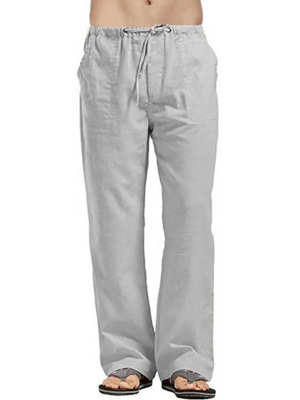 Men's Plus Size Drawstring Straight-Leg Pants