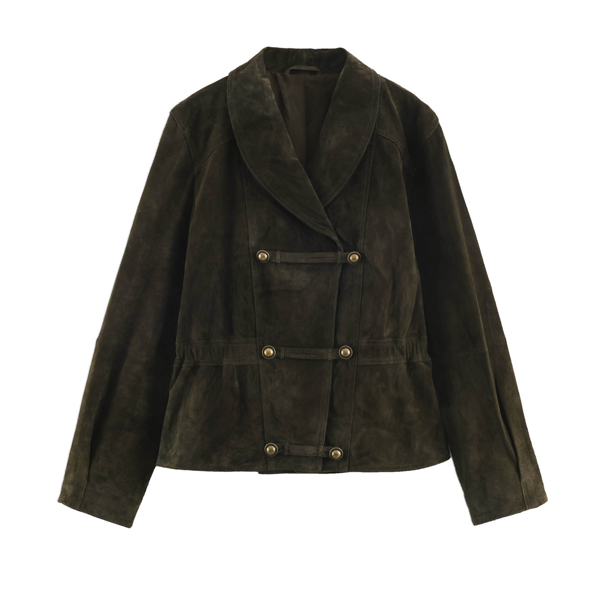 Olive Green Rope-Tie Collar Jacket