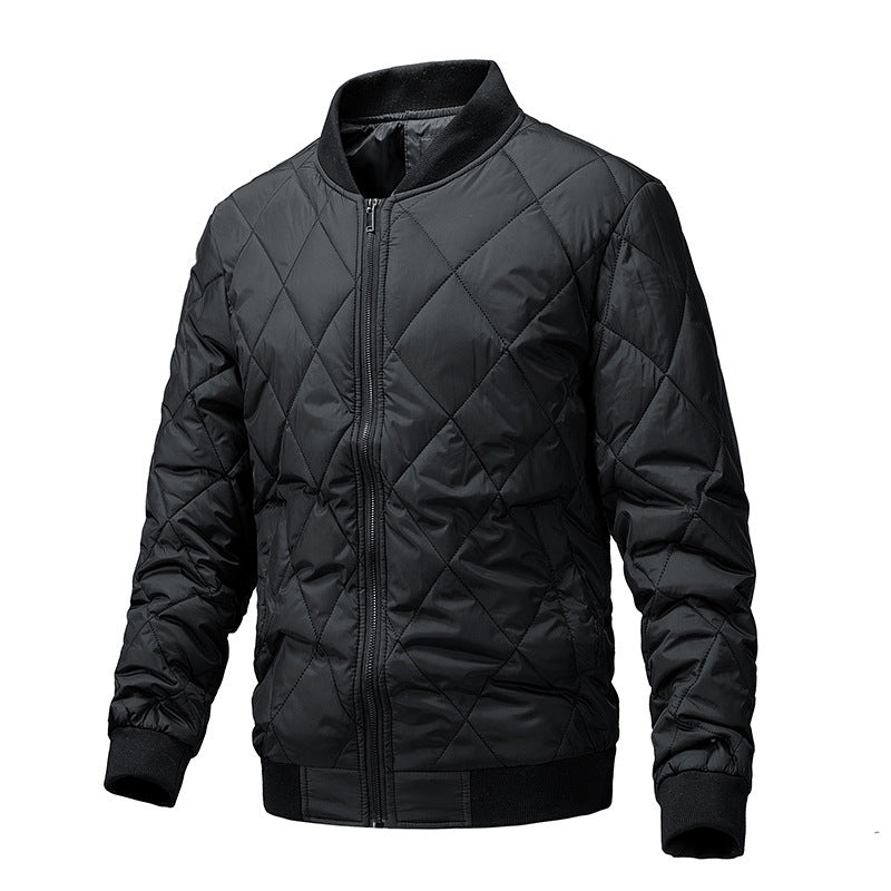 Men's Plus Size Diamond-Quilted Baseball-Collar Jacket