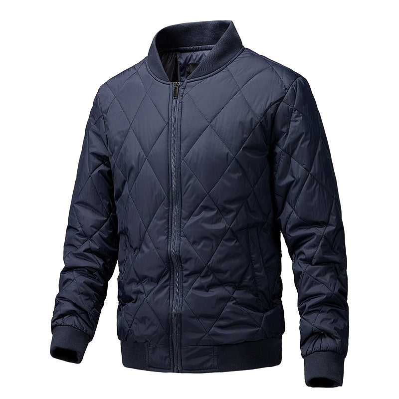Men's Plus Size Diamond-Quilted Baseball-Collar Jacket