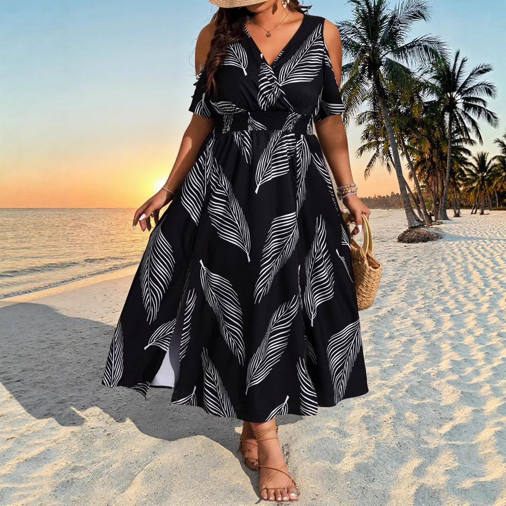 Women's Plus Size Bohemian Slit Maxi Dress