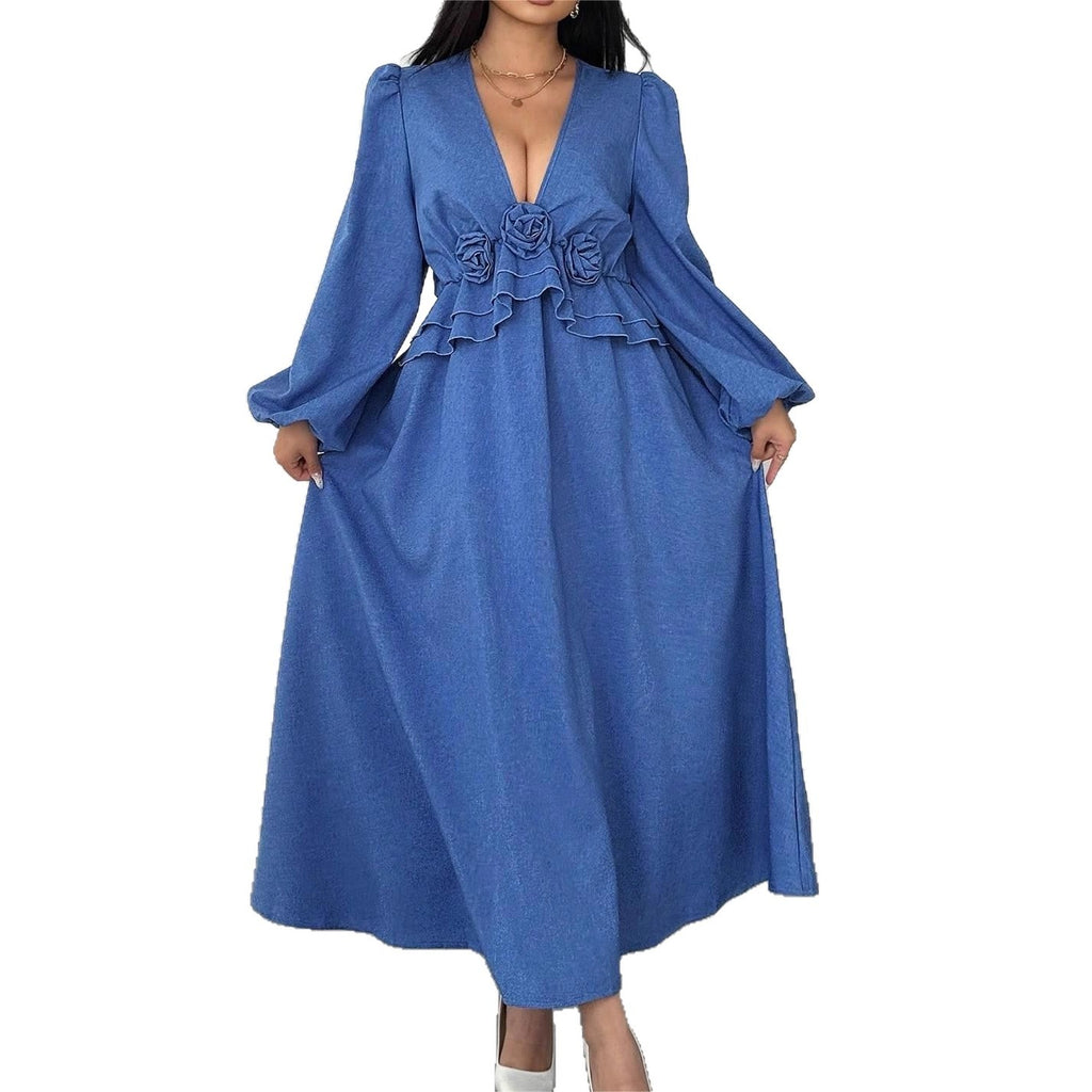 Women's Plus Size Floral V-Neck Maxi Dress