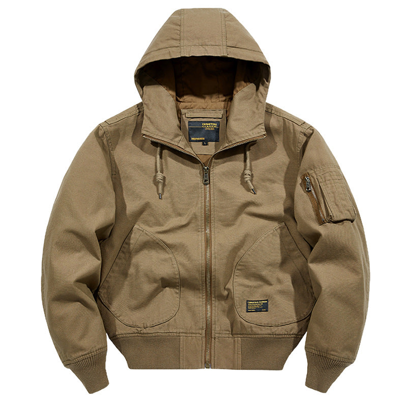 Men's Plus Size Washed Cotton Flight Jacket