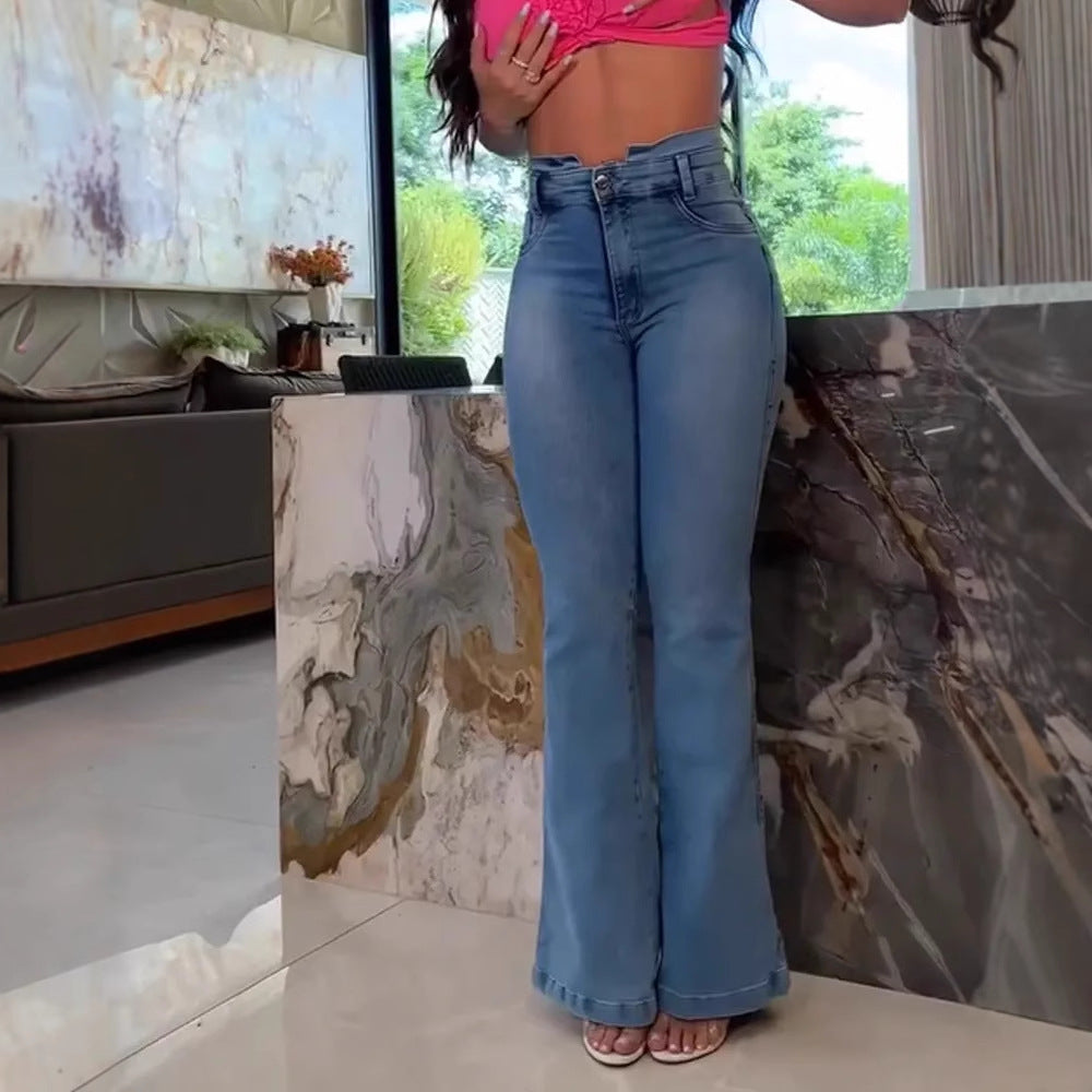 Women's High-Waist Flared Denim Jeans