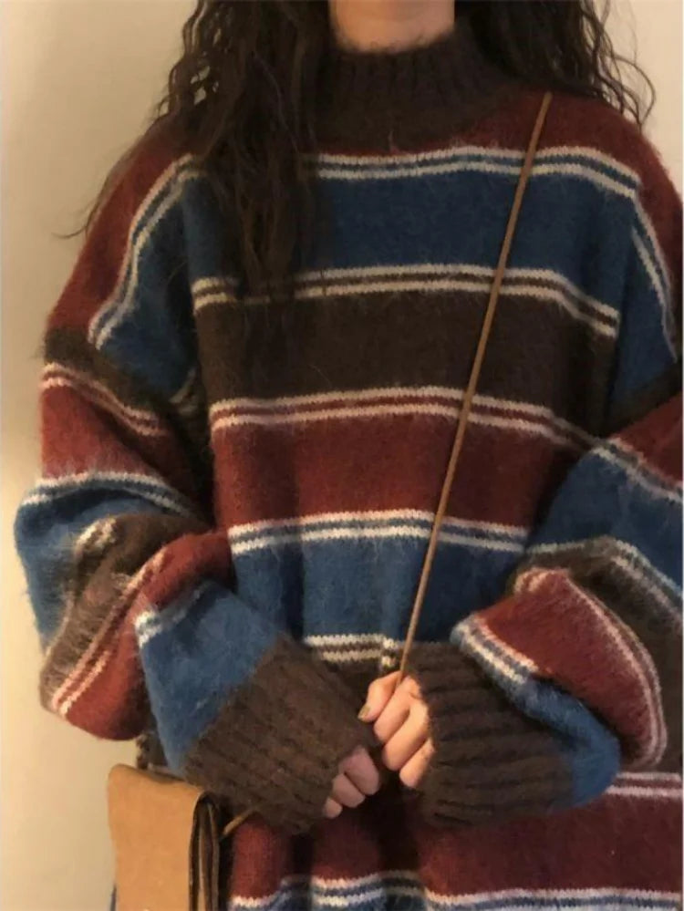 Women's Harajuku Striped Knit Sweater
