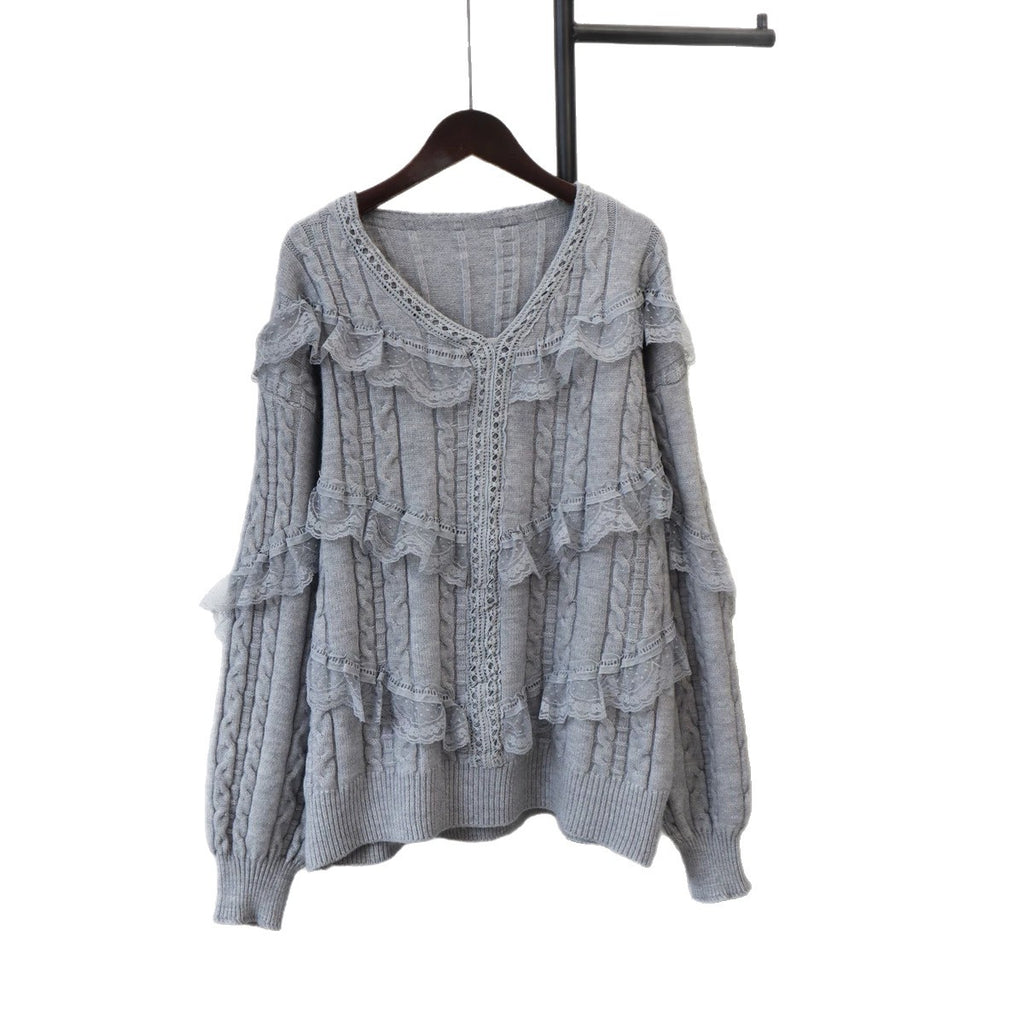 Relaxed V-Neck Pullover Sweater