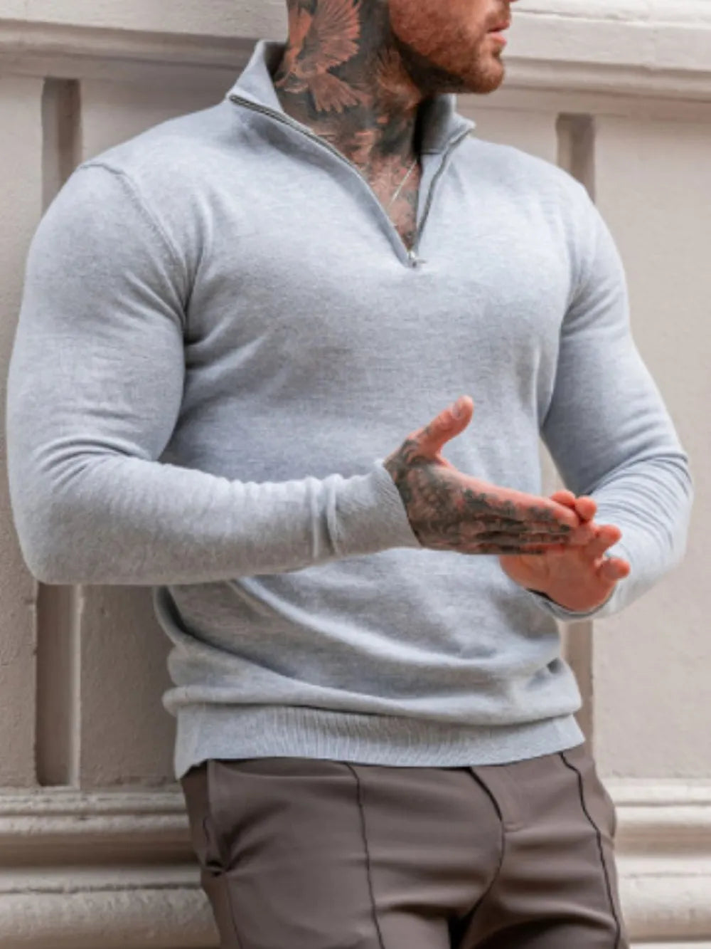 Men's Plus Size Quarter-Zip Knit Top