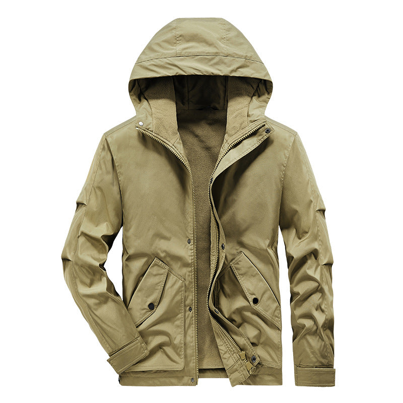 Men's Plus Size Plush-Lined Multi-Pocket Winter Jacket